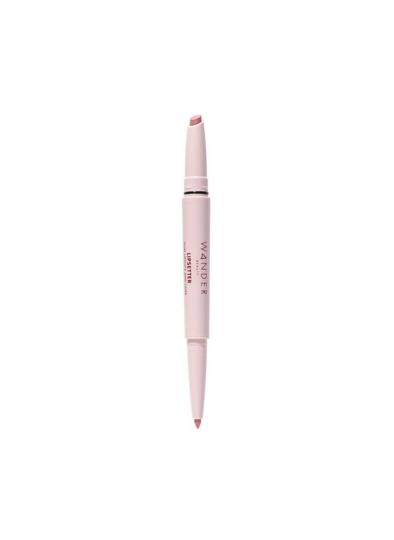 Wander Beauty Lipsetter Dual Cream Lipstick + Lip Liner - Bohemian Blush - Ultra-Smooth, Hydrating Lipstick and Nude Pink Lip Liner with a Soft Matte Finish - Made with Squalane & Peptides (1 Count)