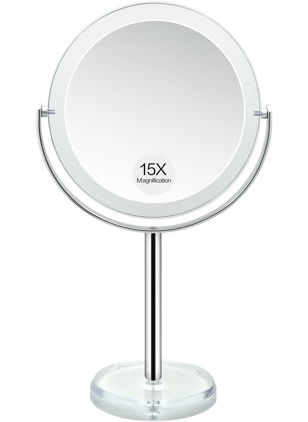 Snowflakes 1X / 15X Magnifying Makeup Mirror with Stand - 7 Inch Tabletop Vanity Mirror for Bathroom or Bedroom with 360° Rotation.