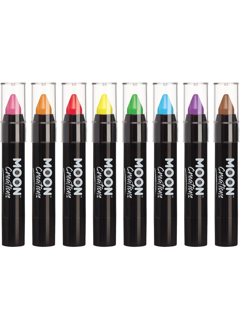 Face Paint Stick / Body Crayon Set of 8 Makeup for The Face & Body by Moon Creations - 0.12oz