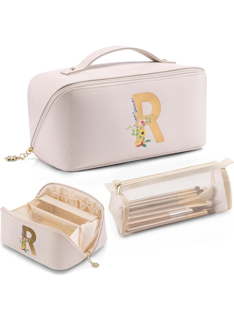 Vlando Personalized Birthday Gift,Initial Makeup Organinzer,Graduation Gifts for Her Sister Birthday Gift Ideas,Monogrammed Cosmetic Travel Bag(Letter R)