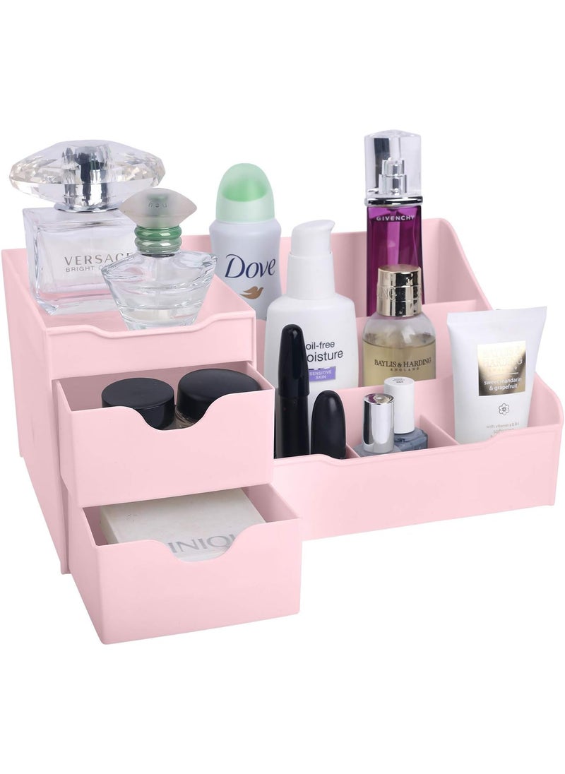 Mantello Cosmetic Storage Organizer  Sitting on Your Vanity Bathroom Counter or Dresser  Easily Organize Your Cosmetics Jewelry Hair Accessories Pink