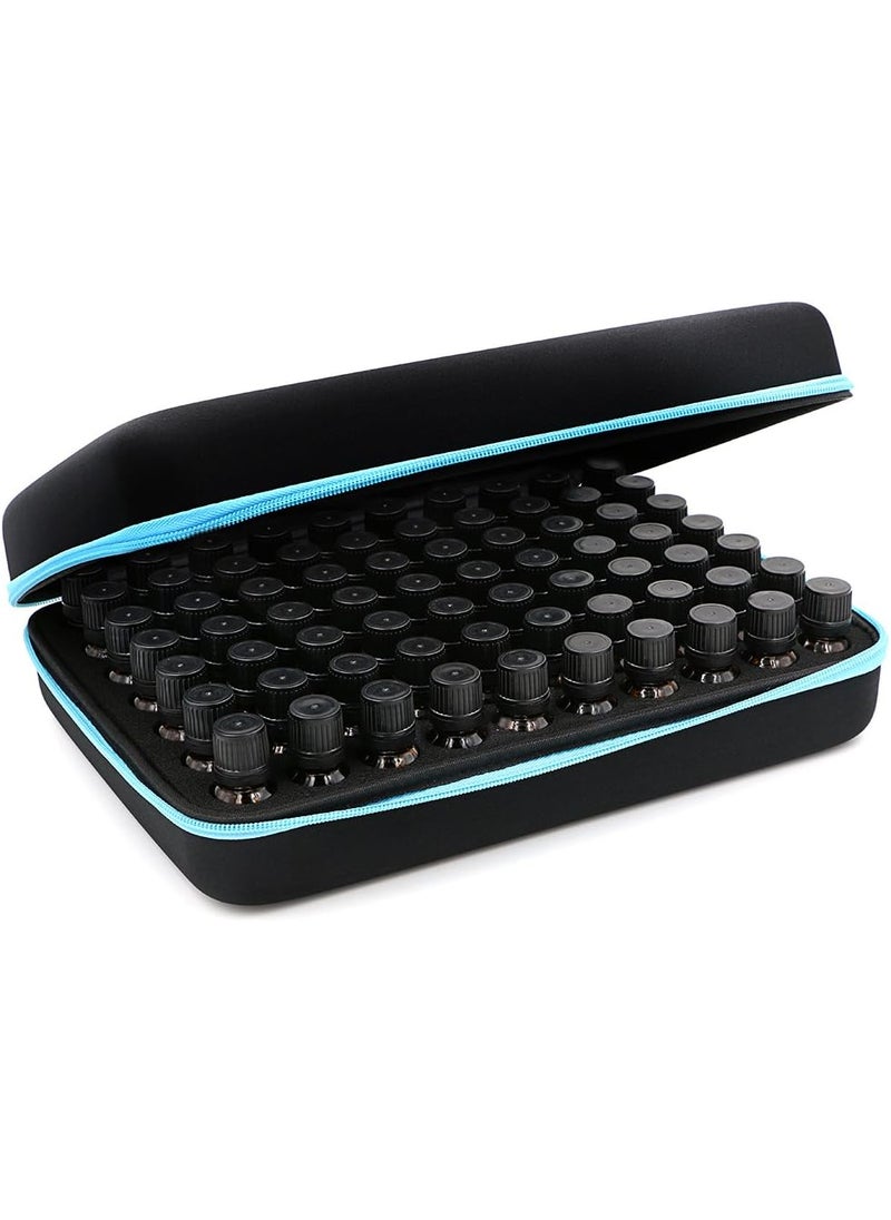 Hipiwe 70 Essential Oils Carrying Case Holds 5ml, 10ml, 15ml Bottles Hard Shell Exterior EVA Essential Oils Storage Organzier Bag with Foam Insert and Carrying Handle, Blue