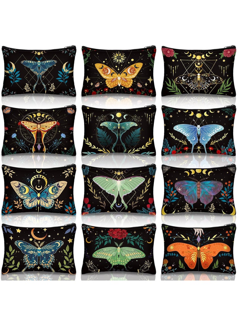 Kajaia 12 Pcs Makeup Bags Cute Portable Travel Purse Toiletry pocket Make Up Organizer Storage Zipper Pouch Makeup Brush Cosmetic Bags for Women Adult Aesthetic Stuff(Butterfly)