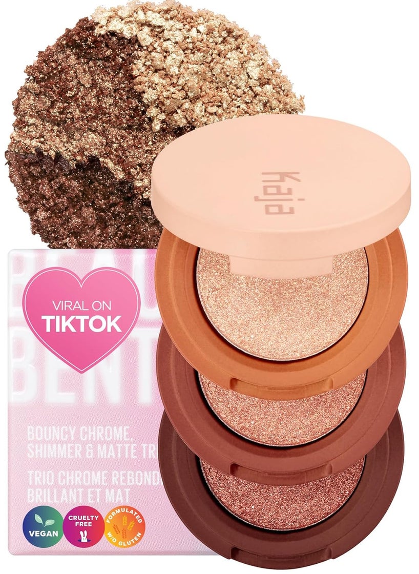 Kaja Eye Bento Collection - Bouncy Eyeshadow Trio | Gilded Bronze Tones, Travel Size, 03 Toasted Caramel, 2019 Allure Best of Beauty Award, 0.03 Oz