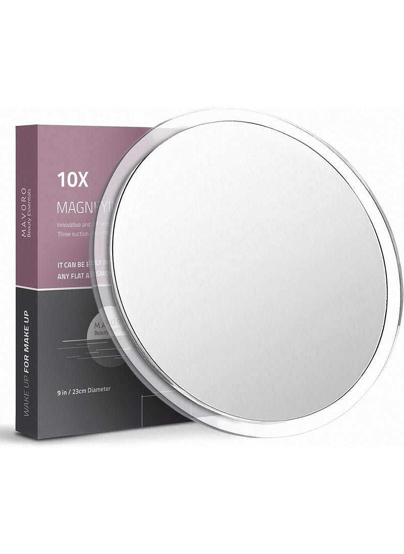 Magnifying Mirror with 3 Suction Cups 9 Inch (10X Magnification)
