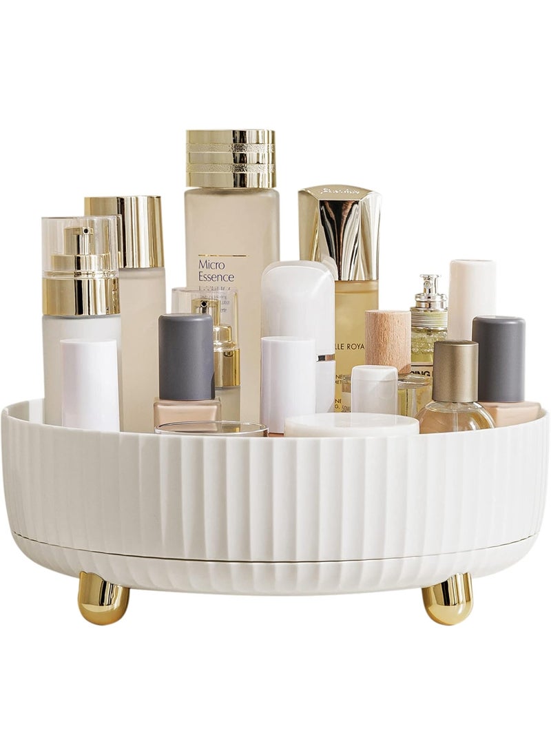 HBlife Makeup Organizer, 360 Degree Rotating Perfume Organizer, 11 Inches Large Capacity Lazy Susan for Bathroom Counter or Vanity, White