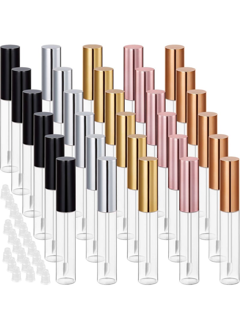 30 Piece Lip Gloss Tube 10 ml Empty Refillable Lip Balm Bottle Clear Plastic Gloss Container Reusable Lipstick Bottle with Rubber Insert for Lipstick(10 ml,Assorted Colors)