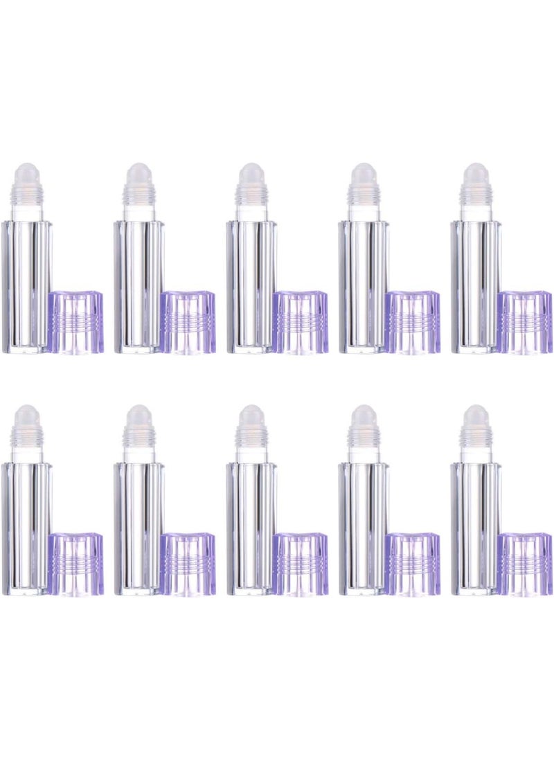 Healifty 10Pcs Essential Oil Roller Bottles Plastic Roll on Lip Balms Bottles Refillable Perfume Sample Bottles Lipstick Tube Empty Lip Balm Containers 6. 5ML Purple