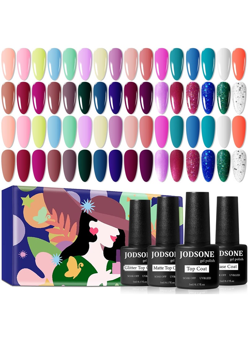 JODSONE 32+4 Pcs Gel Nail Polish Kit Soak Off Gel Polish Set Glitter Gel Nail Kit Nail Art Salon DIY at Home Manicure Kit