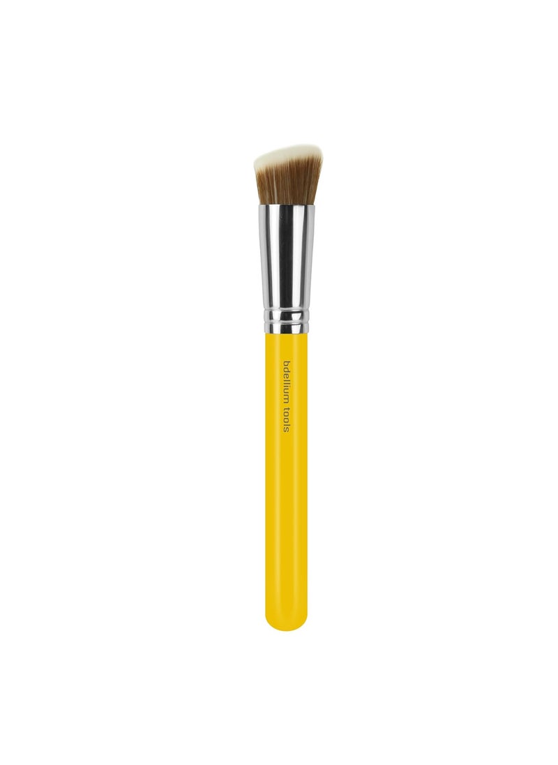 Bdellium Tools Professional Makeup Brush - Studio Series 954 Duo Fiber Slanted Kabuki - With Soft Synthetic Fibers, For Stippling, Buffing, and Blending (Yellow, 1pc)
