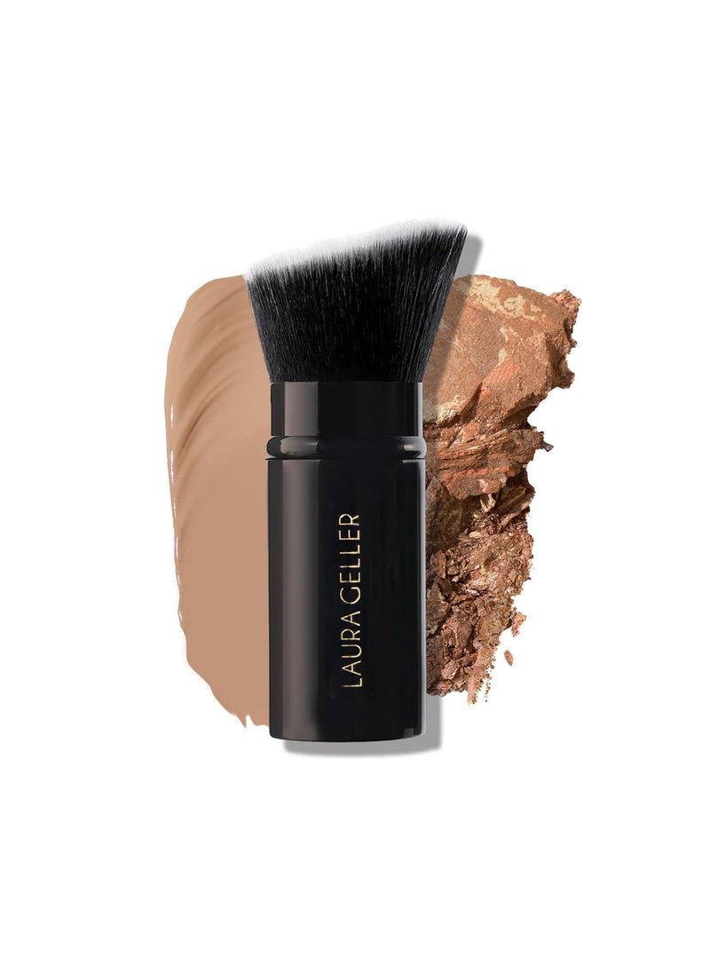 LAURA GELLER NEW YORK Retractable Black Kabuki Brush for Liquid, Cream and Powder Face Makeup With Aluminum Handle