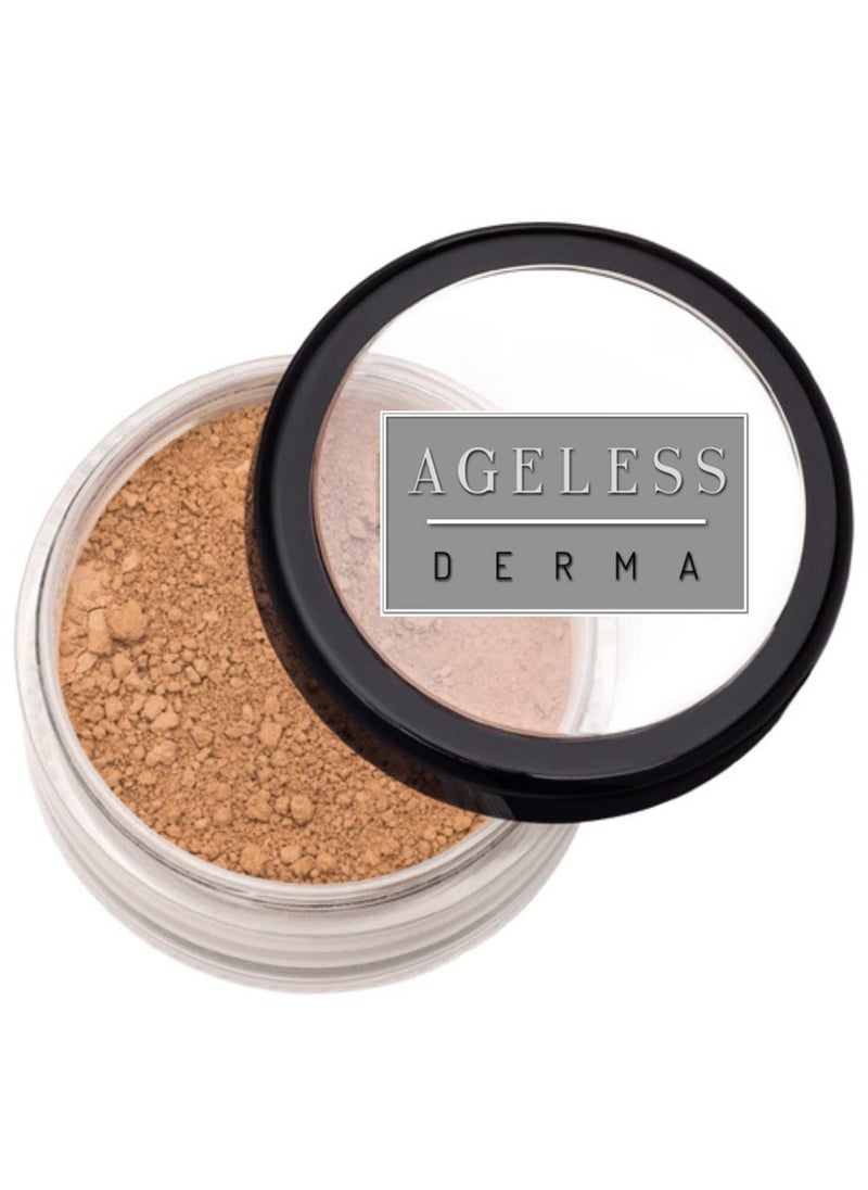Mineral Face Powder Foundation Makeup. Natural Full Coverage Loose Foundation with Vitamin and Green Tea. Made in USA