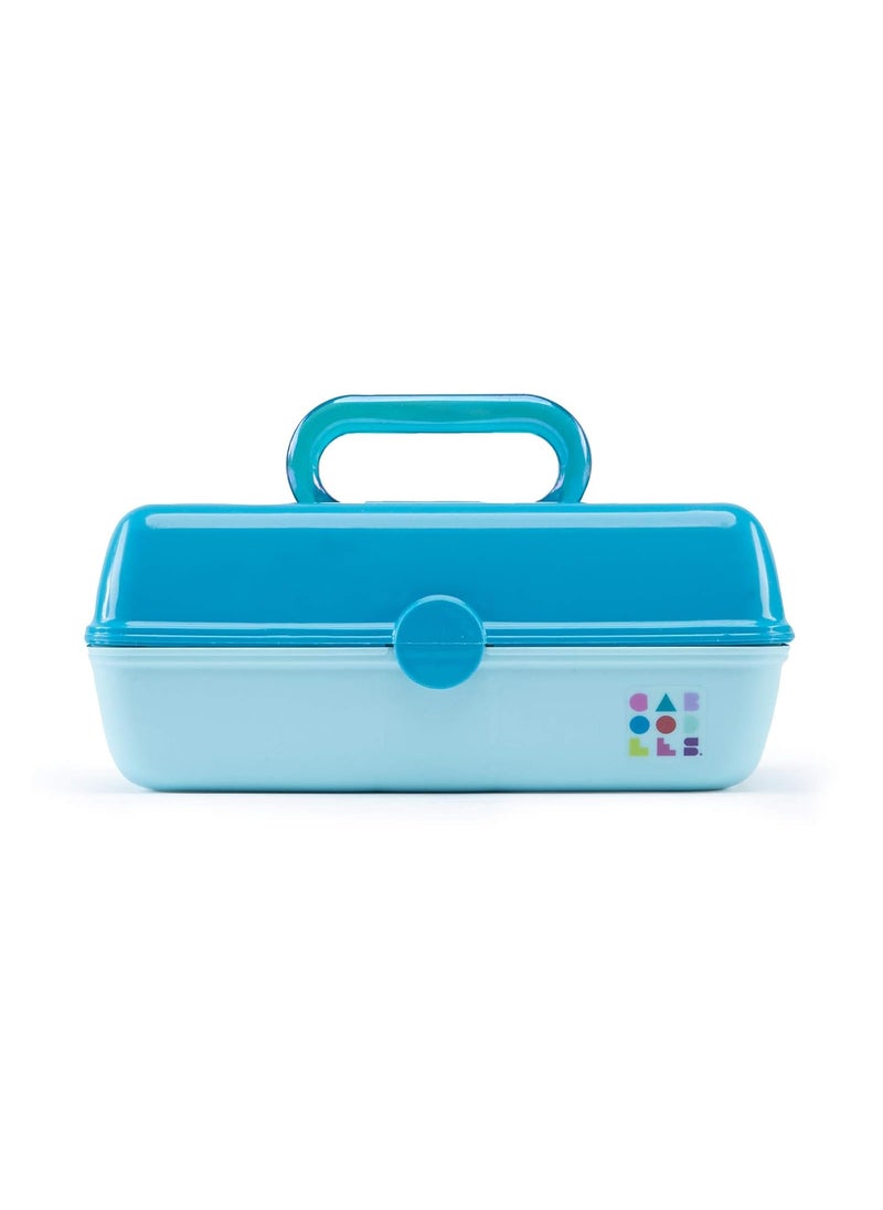 Caboodles Pretty In Petite - Forever Fun Makeup Organizer Compact Carrying Cosmetic Case, Turquoise Over Sky, 1 count