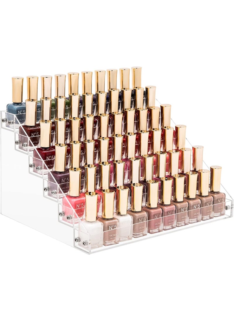 Benbilry 6 Tiers Acrylic Nail Polish Organizer 72 Bottles Essential Oil Stand Clear Holder Sunglasses Eyeglasses Display Makeup Organizer(6 Tiers)