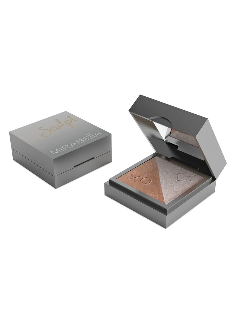 Mirabella Sculpt Duo Powder Bronzer & Contour Palette, Blendable, Lightweight Mineral Bronzer and Contour Makeup Powders Offer Flawless, Buildable Color in Matte & Glowy Shades, Fate/Serendipity
