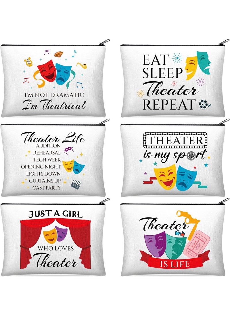 Reginary 6 Pcs Theatre Makeup Bags Musical Theater Gifts for Women Theatre Zipper Cosmetic Bag Broadway Gifts for Theater Actors and Lovers