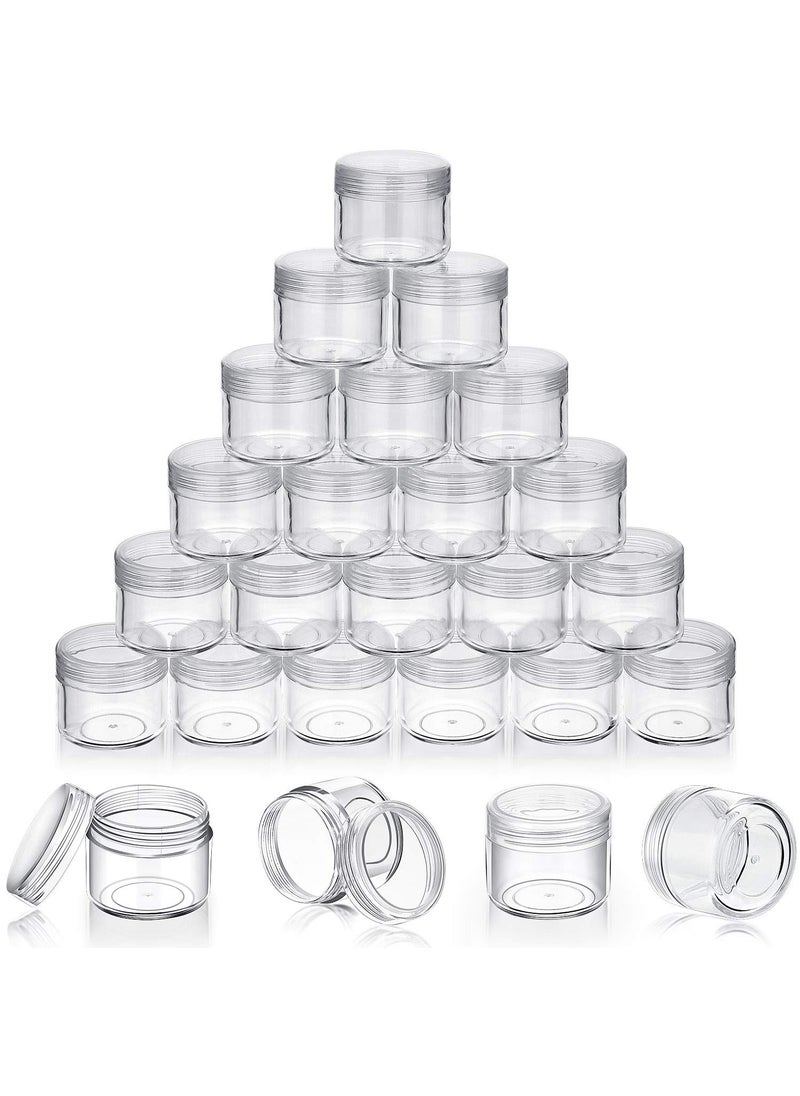 50 Pieces 20g Empty Clear Plastic Pot Jars with Lids Round Cosmetic Sample Containers Mini Travel Jars for Storage of Creams Lipsticks Ear Studs