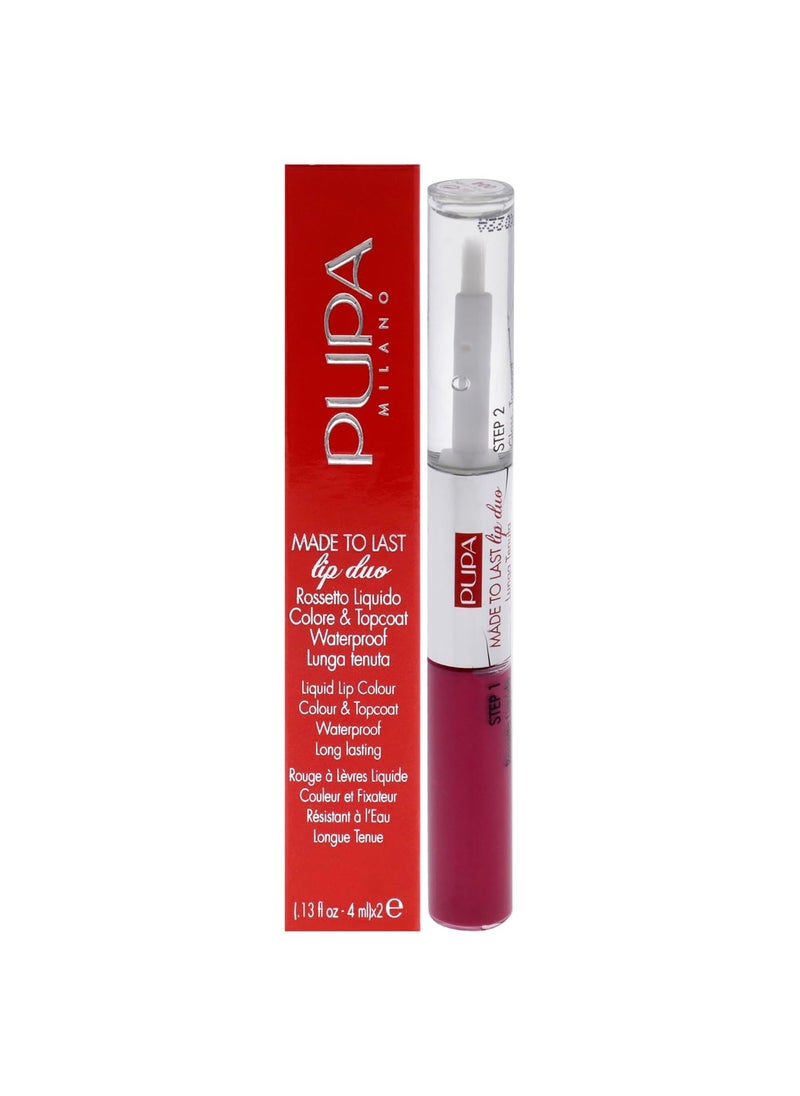 Pupa Made To Last Lip Duo - 004 Geranium Fuchsia Milano for Women - 0.13 oz Lipstick