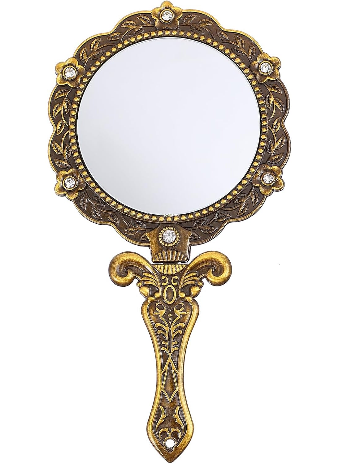 Uonlytech Vintage Hand Mirror Antique Handheld Mirror Antique Hand Mirrors with Handle for Face Makeup Cosmetic Mirror