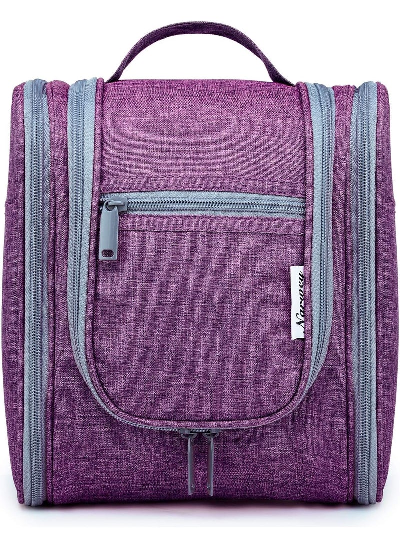 Narwey Small Hanging Toiletry Bag Women Travel Makeup Bag Organizer Toiletries Bag for Travel Size Essentials Accessories Cosmetics (Medium, Dark Purple)
