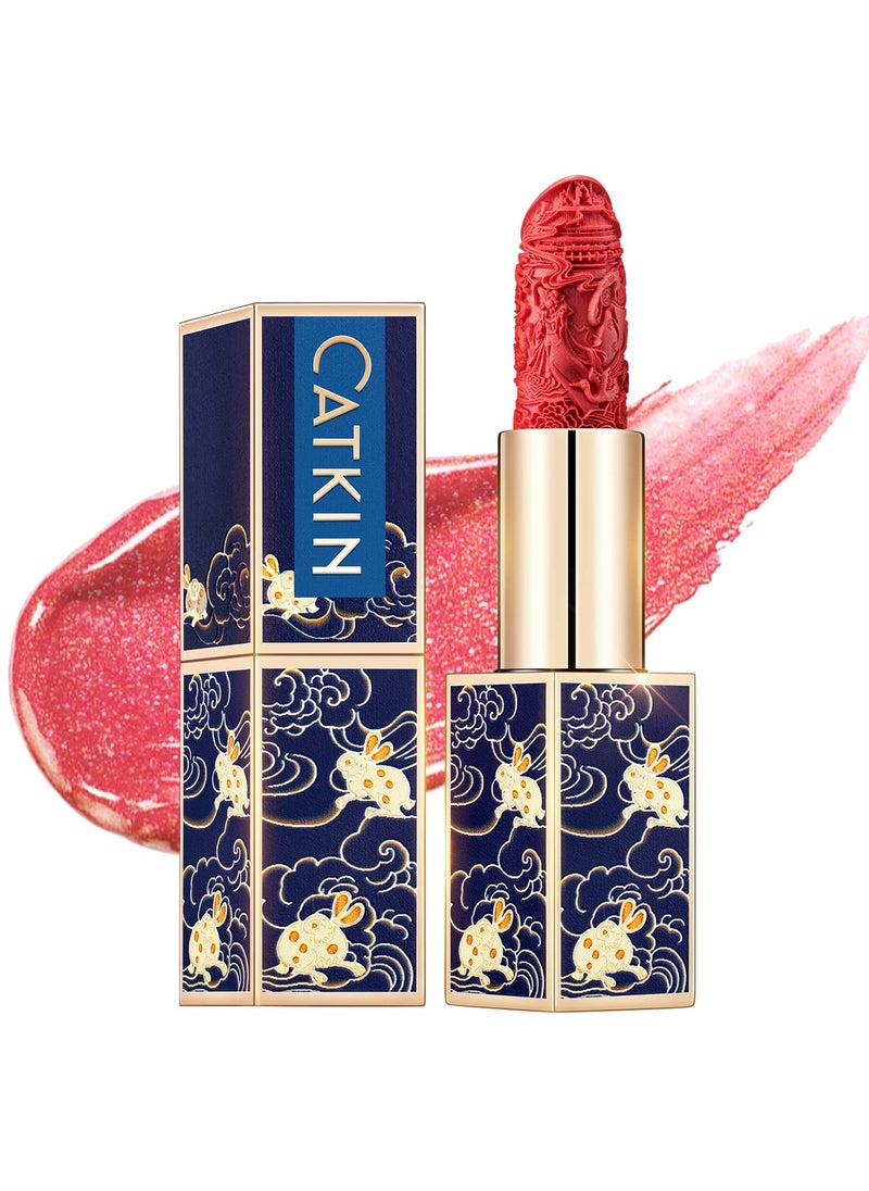 Catkin Moist Lipstick Hydrating High Impact Color Infused with Vitamin E and Avocado Oil Smooth Soft Texture Long Lasting Pink Glow Shimmer Finish 133