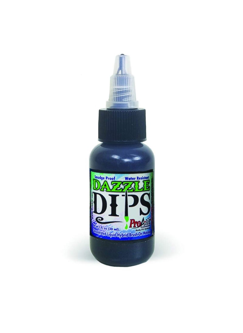Face Painting Makeup - ProAiir Waterproof Brush On Dazzle DIPS - 1 oz (30ml) Black