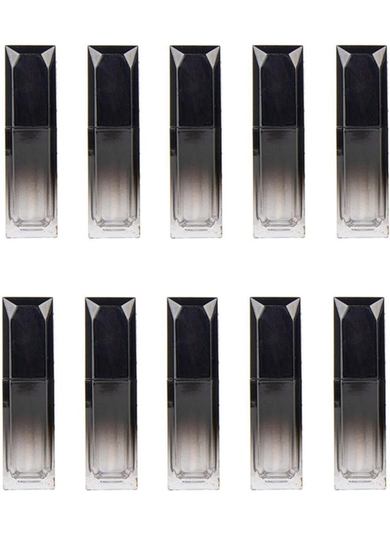 CTKcom 5ML Lip Gloss Tubes: 10pc Gradient Black Lipstick Plastic Square Lip Gloss Tube with Brush - DIY Lipstick Storage for Women Girls