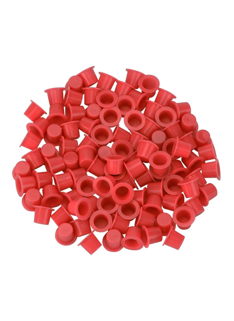 Tattoo Ink Caps, ATOMUS 300pcs Mixed Tattoo Ink Cups Small Medium Large Plastic Tattoo Microblading Pigment Ink Cups Caps Holder (Red)