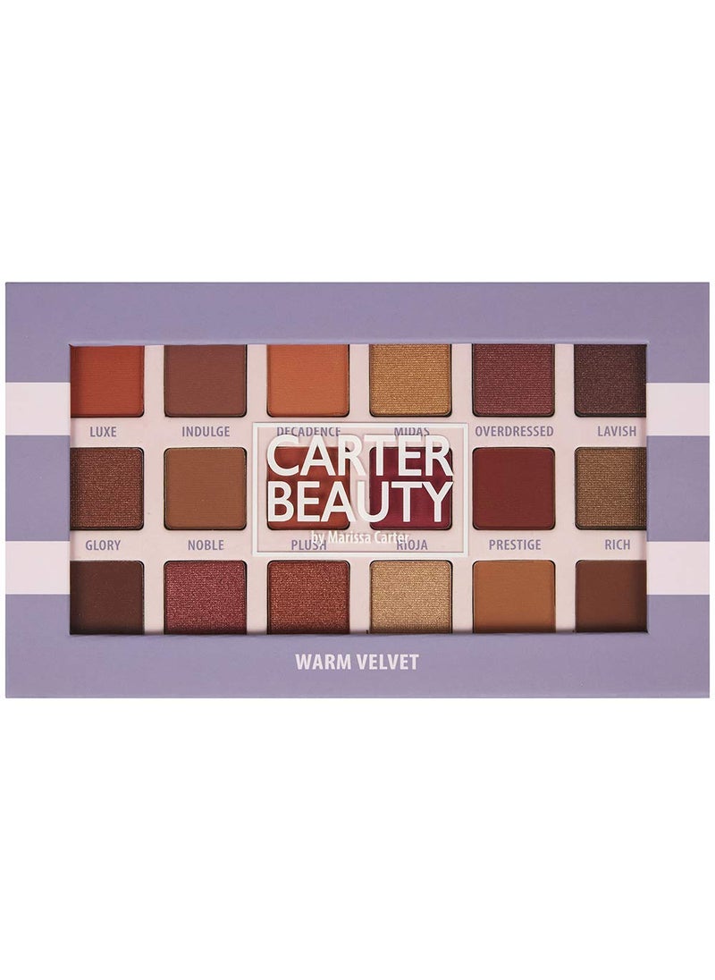 Carter Beauty by Marissa Carter 18 Shade Eyeshadow Palette | Long Lasting Eye Shadow Makeup | Shimmer & Matte Vibrant Colors (Warm Velvet)