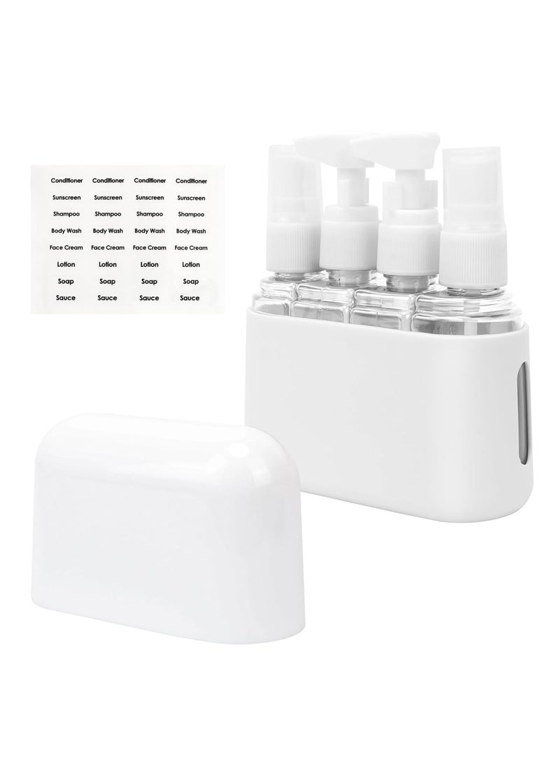 Skycase Travel Bottles - Leak Proof Refillable Tsa Approved Travel Size Toiletries, 4 in 1 Liquid Bottles Containers with Labels and Funnel Airplane Accessories Kits for Lotion Liquid (Grey)