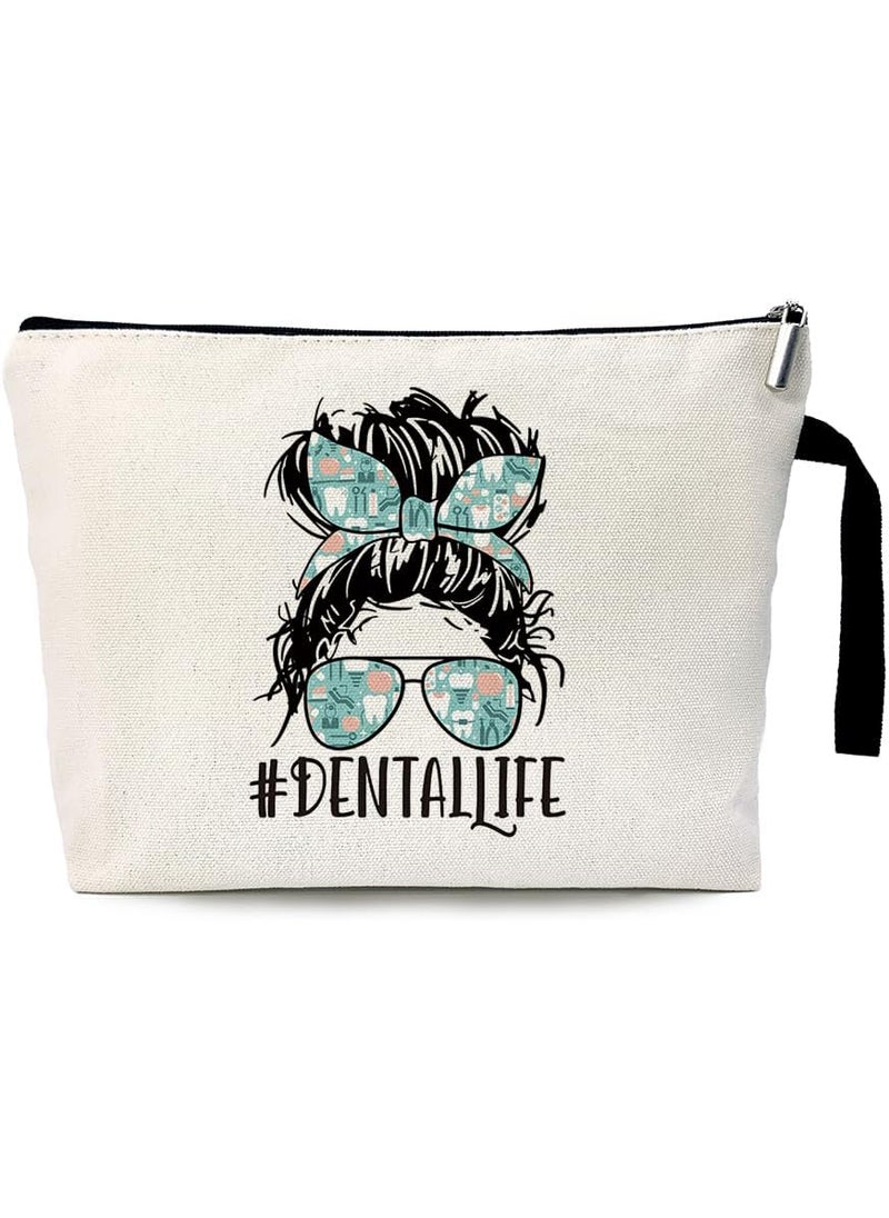 Dental Life Funny Dentists Cosmetic Bag, for Travel Toiletry Zipper Storage Pouch Makeup Bag, Dentists Gifts, For Women Dental Hygienist Makeup Bag, Dental Hygienist Gifts, Dental Assistant Gifts