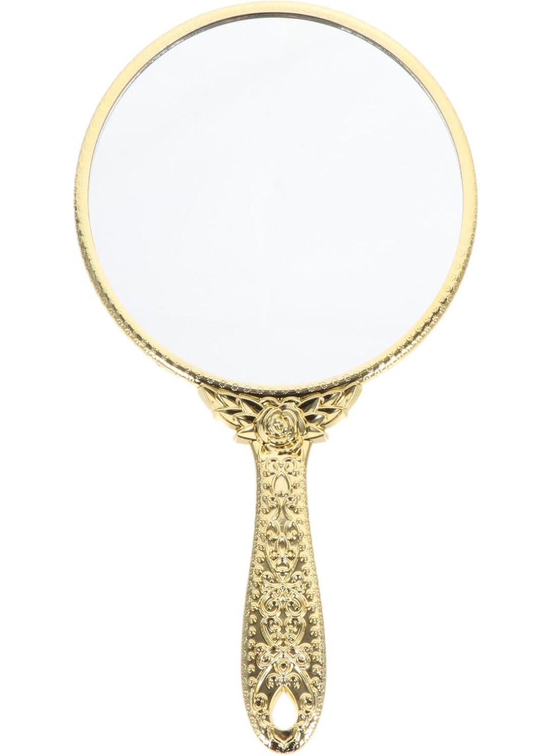 minkissy Hand Held Mirror Hand Mirror Vintage Mirror Handheld Mirror Makeup Mirror Hairdressers Mirror Vanity Mirror Cosmetic Mirror with Handle for Travel Home Salon Golden Retro Handheld Mirror
