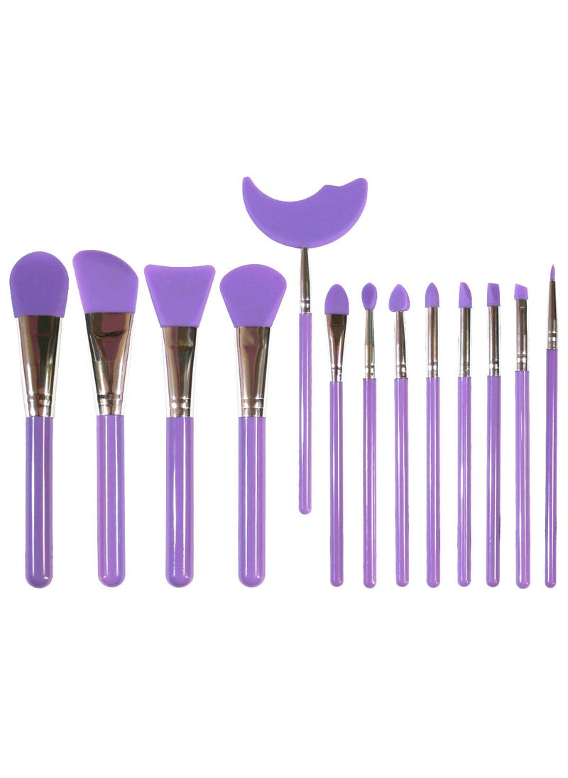 13 Pcs Silicone Brush Set. Perfect Applicators for Epoxy Resin Crafting, Facial Mask, Mascara Shield and Eyeshadow Shield.and Cream Beauty Products (Purple)