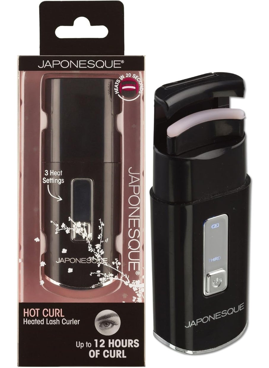 JAPONESQUE Heated Lash Curler, Long Lasting Eyelash Curler and Lifter, USB Powered, Heat Safety Settings, Electric Curler Tool
