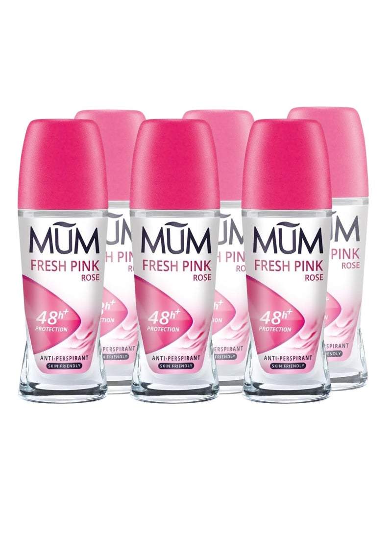 Mum Fresh Pink Rose Perfumed 48 Hours Plus Protection Anti-Perspirant, 50 ml, Pack of 6 192103/c