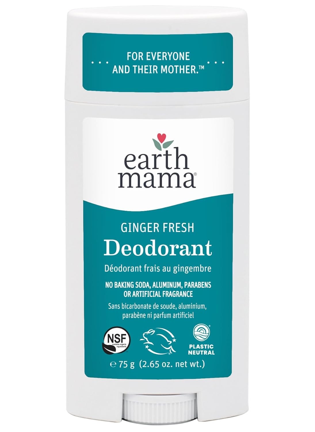 Earth Mama Ginger Fresh Deodorant | Safe for Sensitive Skin, Pregnancy and Breastfeeding, Contains Organic Ginger and Lime, No Baking Soda or Aluminum, 2.65-Ounce