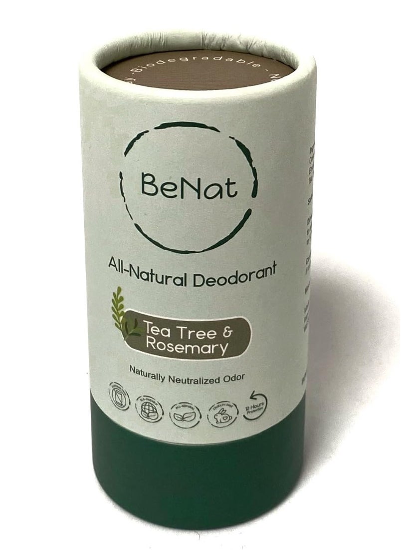 All Natural Deodorant Plastic Free For Women & Men Tea Tree & Rosemary Aluminum Free, Gluten Free & Cruelty Free 24 Hour Long Lasting Protection Zero Waste Eco Friendly Products. 3 oz.