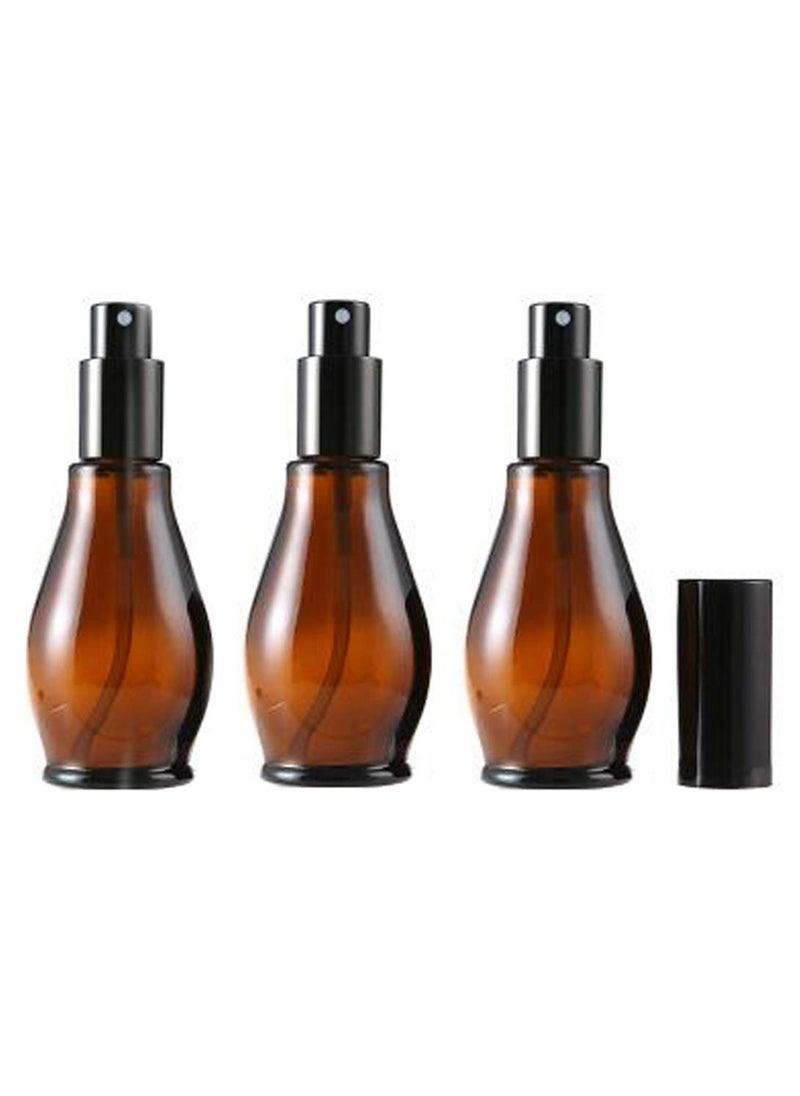 3PCS 50ml/1.67oz Empty Refillable Amber Glass Sprayer Bottles Cosmetic Perfume Storage Spray Containers with with Black Atomiser Sprays and Anti-Dust Cap For Essential Oil/Aromatherapy