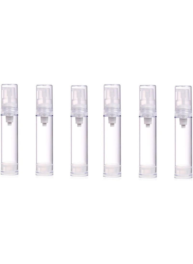 6PCS Plastic Vacuum Pump Press Bottles Empty Refillable Airless Pump Bottle Travel Container for Foundations Serums Cream Lotion (5ml)