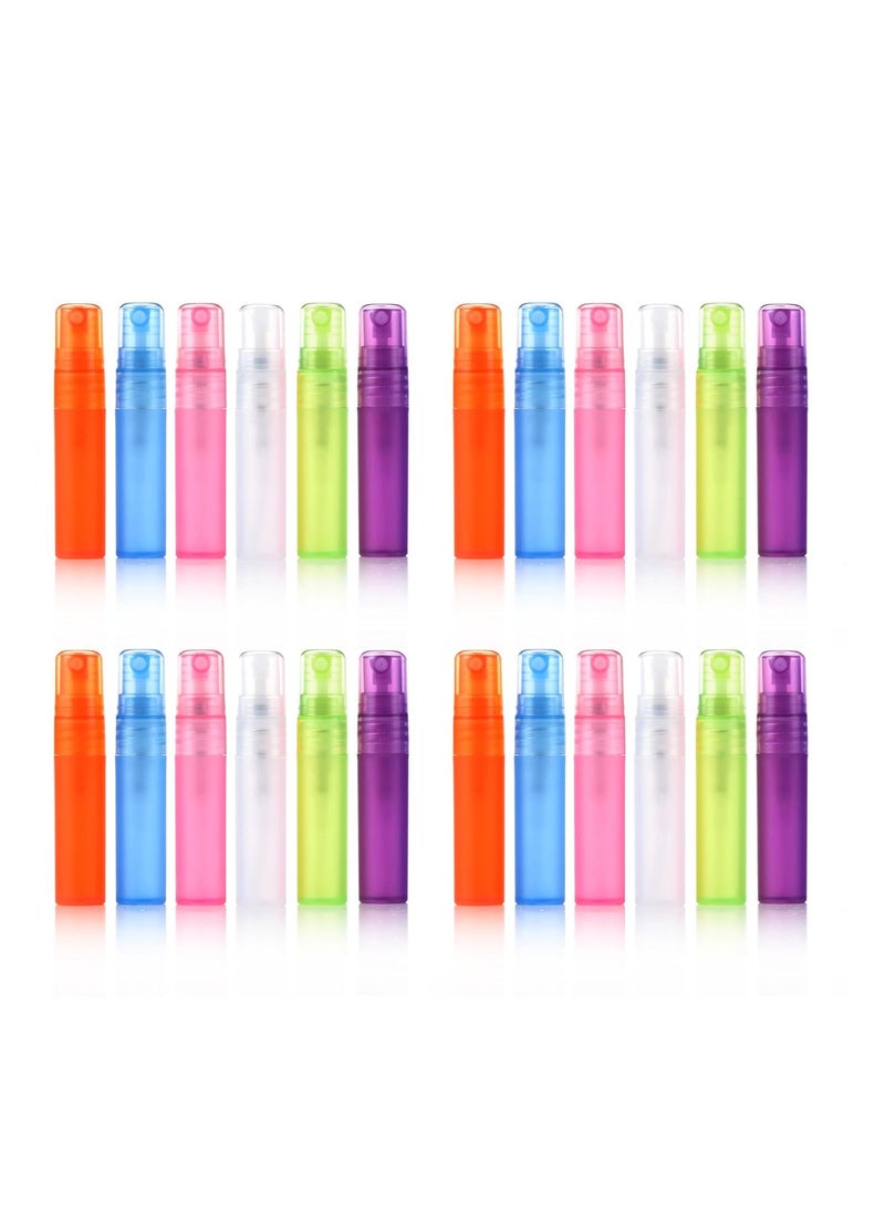 Elfenstal- 24pcs 5ml 1/6OZ Atomizer Empty Matte Plastic bottle Spray Refillable Fragrance Perfume Scent Sample Bottle Clean Cloth for Travel Party Makeup Tool free 3ml Pipette
