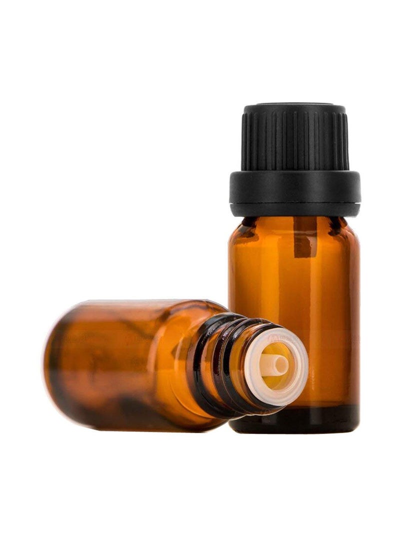 6Pcs Portable Empty Refillable Amber Glass Essential Oil Bottles Cosmetic Perfume Aromatherapy Storage Container Vial Pots with Orifice Reducer and Black Cap(15ml/0.5oz)