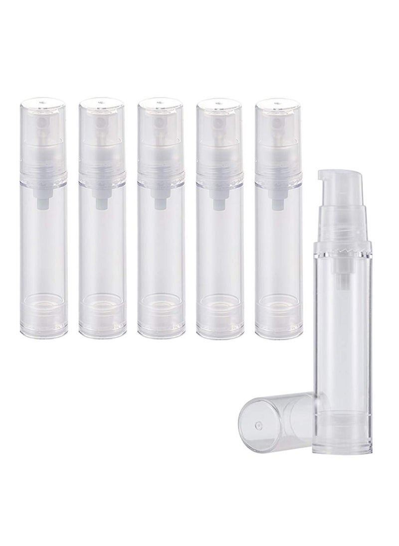 6Pcs 0.34oz(10ml) Clear Plastic Airless Pump Bottle Refillable Empty Travel Size Dispenser Makeup Storage Vial Toiletries Container for Liquid Emulsion Essence Serum Foundation