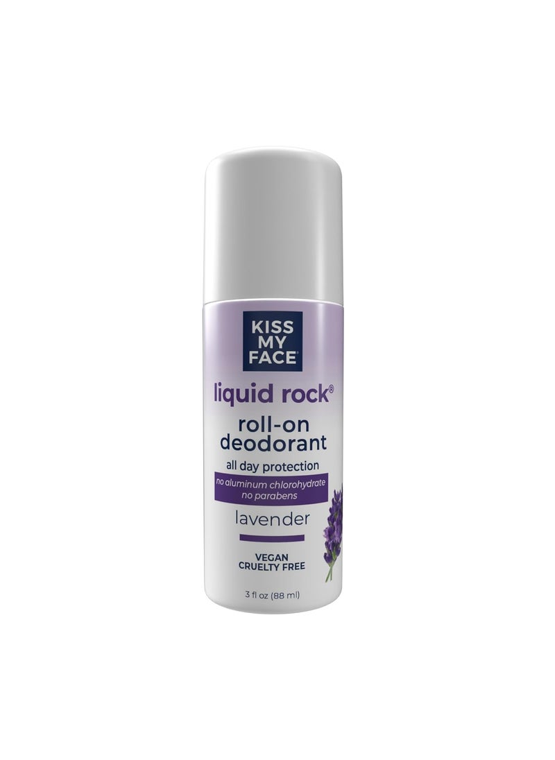 Kiss My Face Liquid Rock Deodorant Roll-On, Lavender, 3 Fl Oz (1900373)
