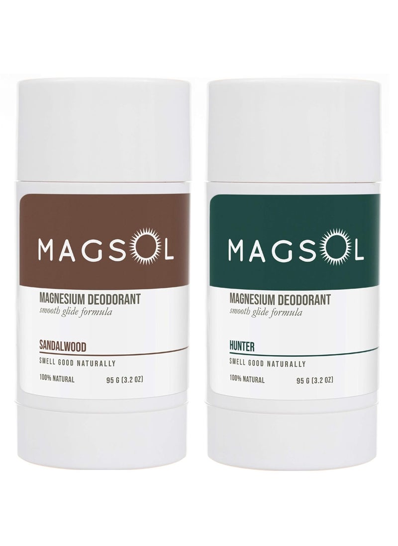 Natural Deodorant for Men - Aluminum Free Deodorant for Men, 4 Total Ingredients, 2 Pack (Sandalwood & Hunter)
