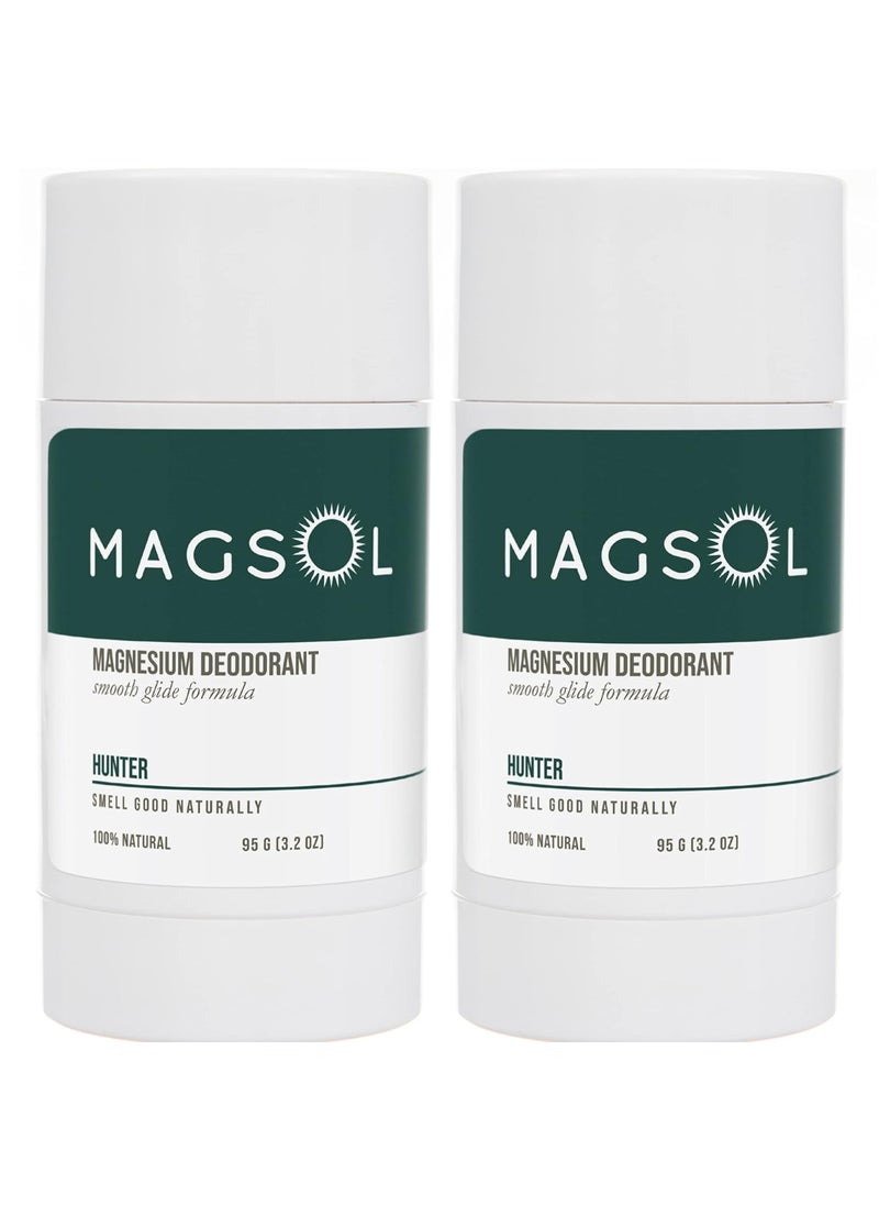 Natural Deodorant for Men - Aluminum Free, Baking Soda Free, 4 Total Ingredients, 2 Pack (Hunter)