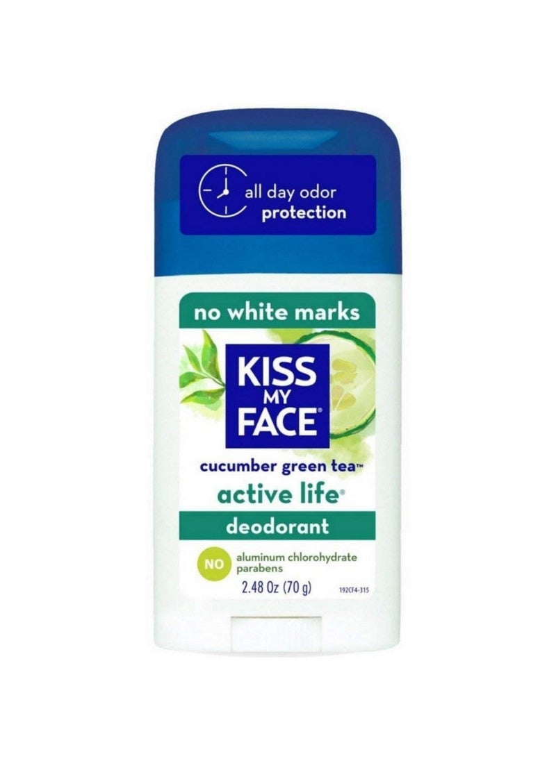 Kiss My Face Active Life Deodorant, Cucumber Green Tea 2.48 oz (Pack of 4)