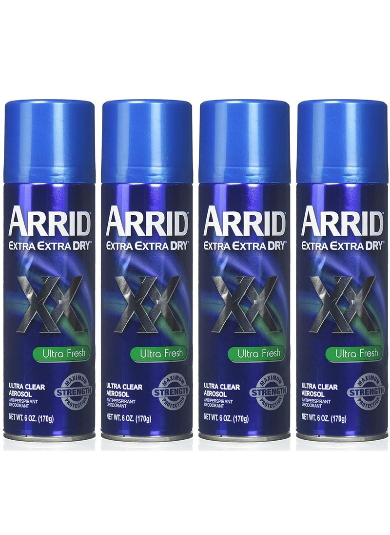 ARRID XX Ultra Clear Anti-Perspirant Deodorant Spray, Ultra Fresh 6 oz (Pack of 4)
