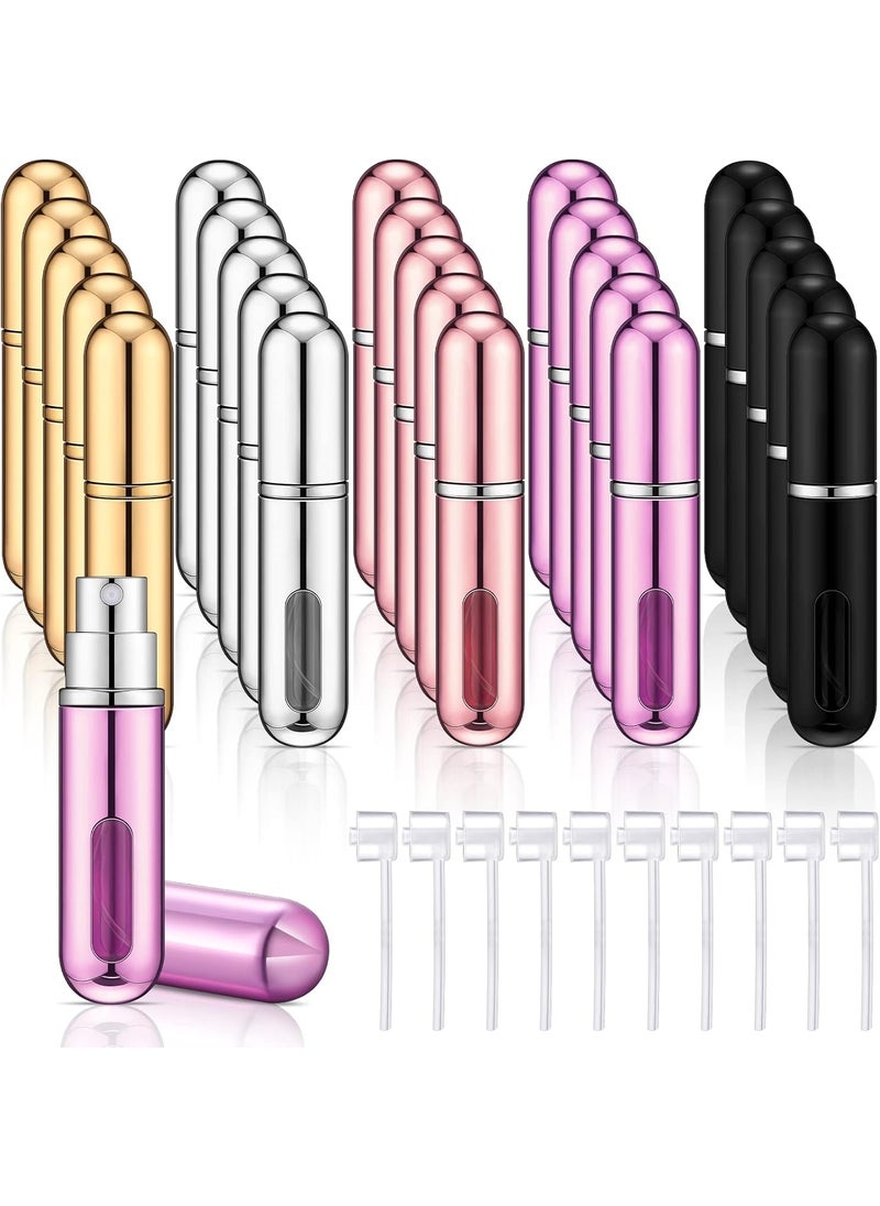 30 Pieces Refillable Perfume Atomizer Mini Refillable Spray Perfume Bottle in 5 ml with 10 Perfume Dispenser Pump Transfer Tool Travel Perfume Bottle Small Refillable Scent Pump Case (Multi Colors)
