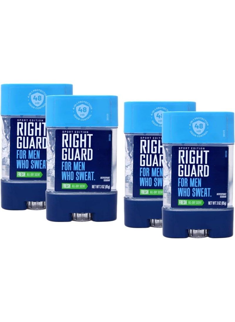 Right Guard Sport Antiperspirant and Deodorant, Clear Gel, Fresh, 3 Ounce (Pack of 4)
