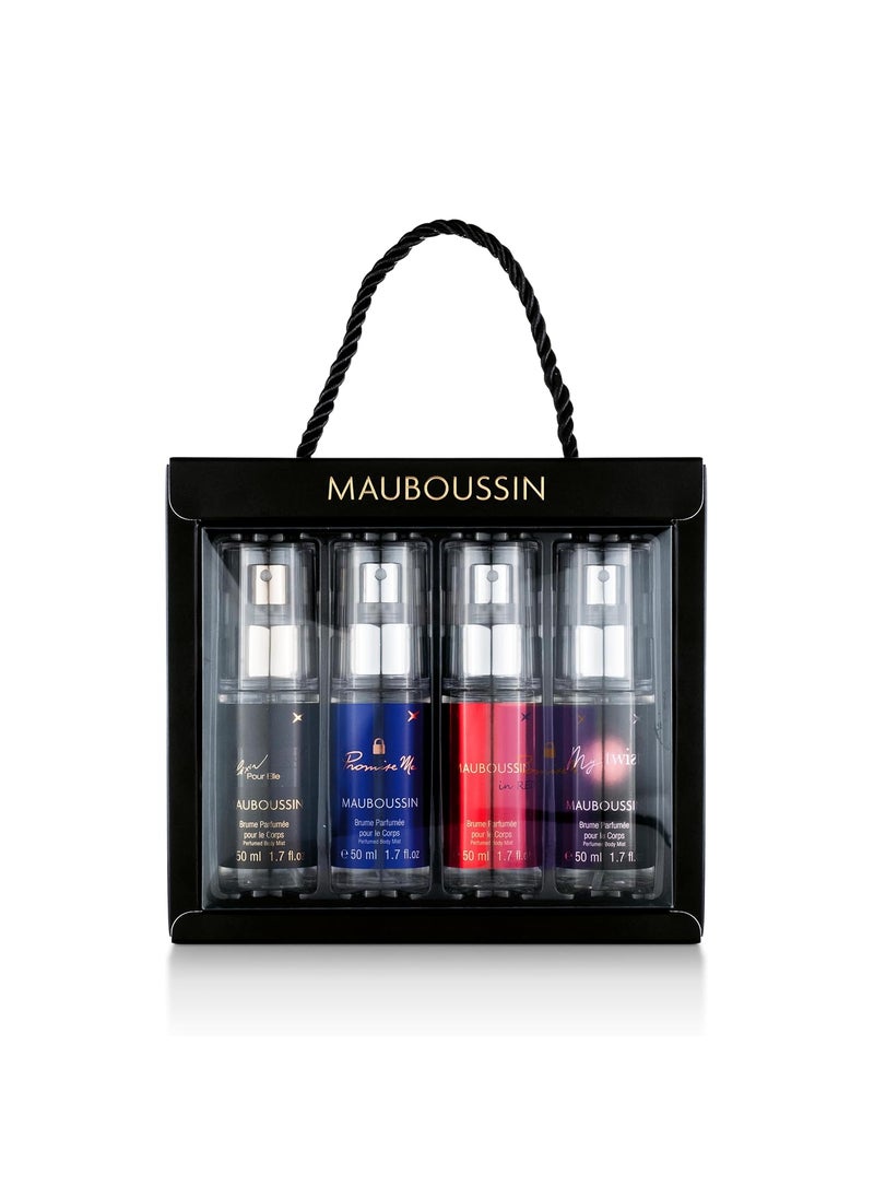Mauboussin - Body Mist Set Premium : Elixir Pour Elle Mist 50ml (1.7 Fl Oz), Promise Me Mist 50ml (1.7 Fl Oz), In Red 50ml (1.7 Fl Oz) & My Twist Mist 50ml (1.7 Fl Oz)